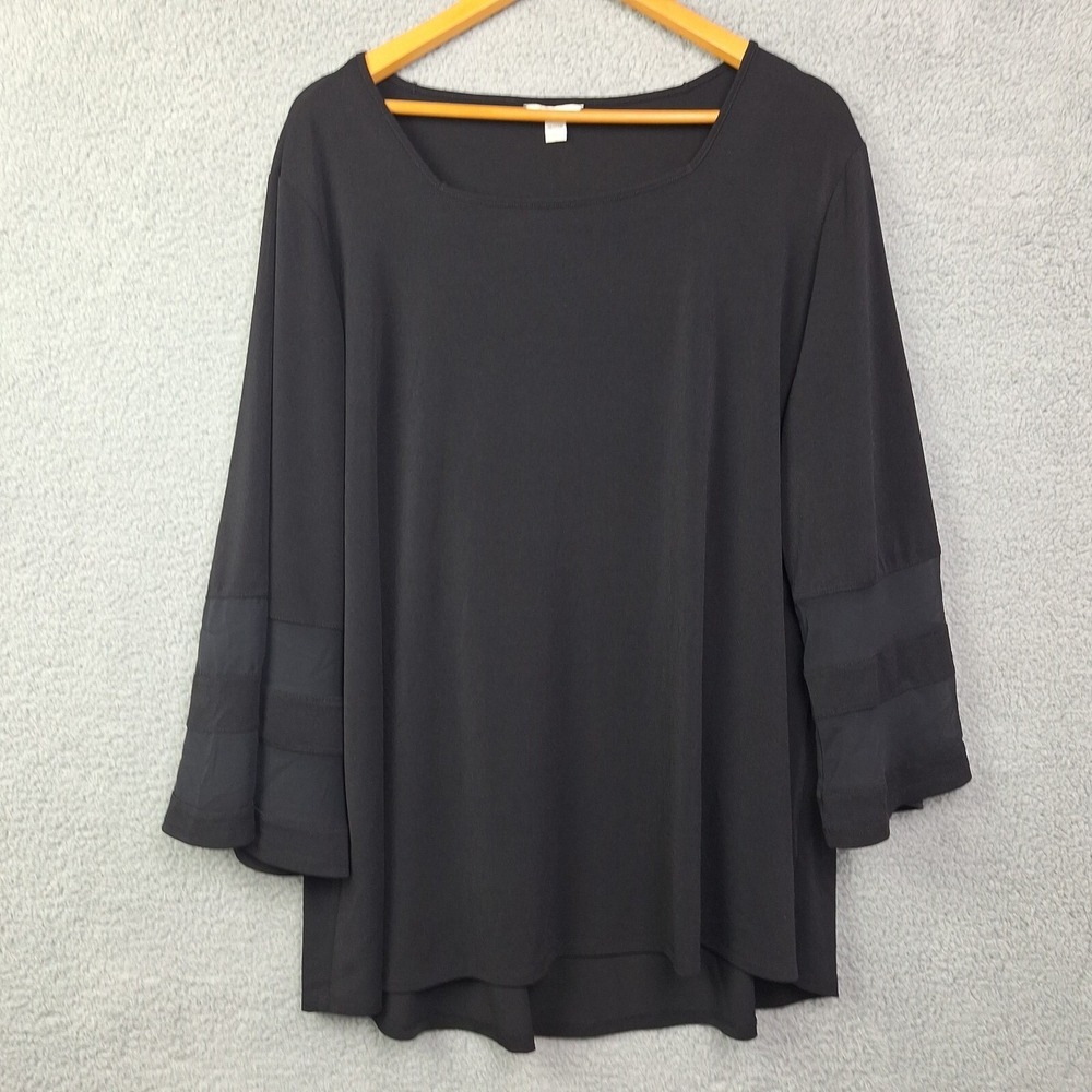 C Est 1946 Top Womens 18-20 Black Bell Sleeves Flowy‎ Elegant Tunic